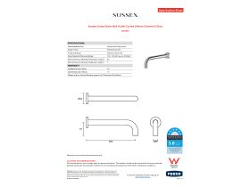 Specification Sheet - Sussex Scala 25mm Wall Outlet Curved 250mm Chrome (6 Star)