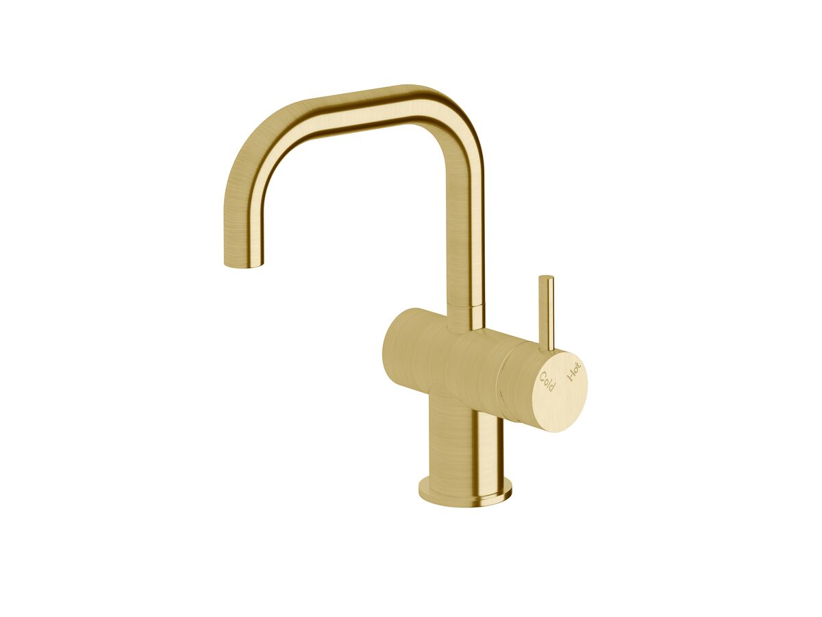 Sussex Scala Basin / Sink Mixer Tap Small Square Spout Right Hand LUX PVD Brushed Pure Gold (4 Star)