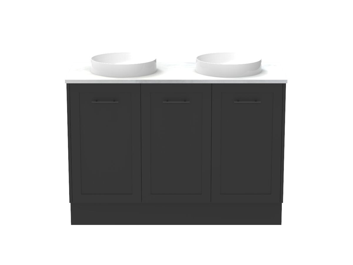 Supporting Image - Kado Lux All Door 1200mm Floor Mounted Vanity Double Basin 20mm - Black - Front