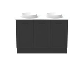 Supporting Image - Kado Lux All Door 1200mm Floor Mounted Vanity Double Basin 20mm - Black - Front