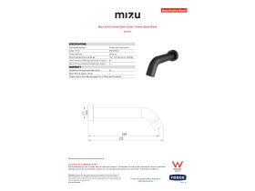 Specification Sheet - Mizu Drift Curved Bath Outlet 160mm Matte Black