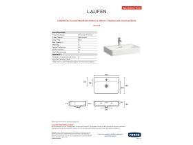 Specification Sheet - LAUFEN Val Counter/Wall Basin 650mm x 420mm 1 Taphole with Overflow White
