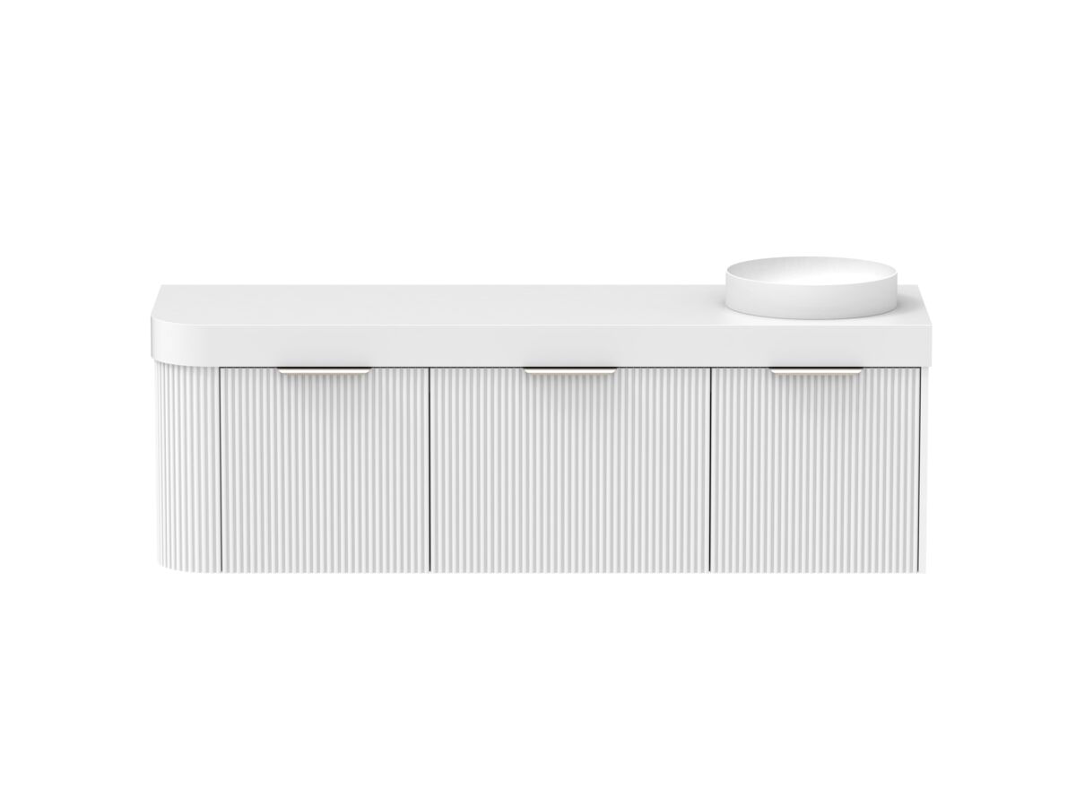 Supporting Image - Kado Neue Fluted Single Curve All Drawer 1650mm Wall Hung Vanity with Right Hand Basin Durasein 90mm Top Ultra White