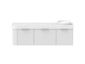Supporting Image - Kado Neue Fluted Single Curve All Drawer 1650mm Wall Hung Vanity with Right Hand Basin Durasein 90mm Top Ultra White