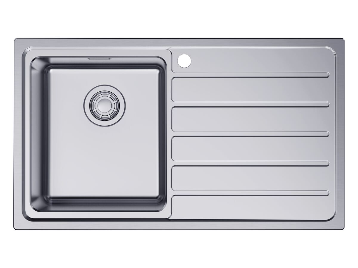 Hero - Memo Oscar Inset Left Hand Single Bowl & Drainer Sink Overflow 1 Taphole