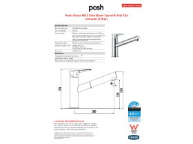 Specification Sheet - Posh Solus MK2 Sink Mixer Tap with Pull Out Chrome (5 Star)