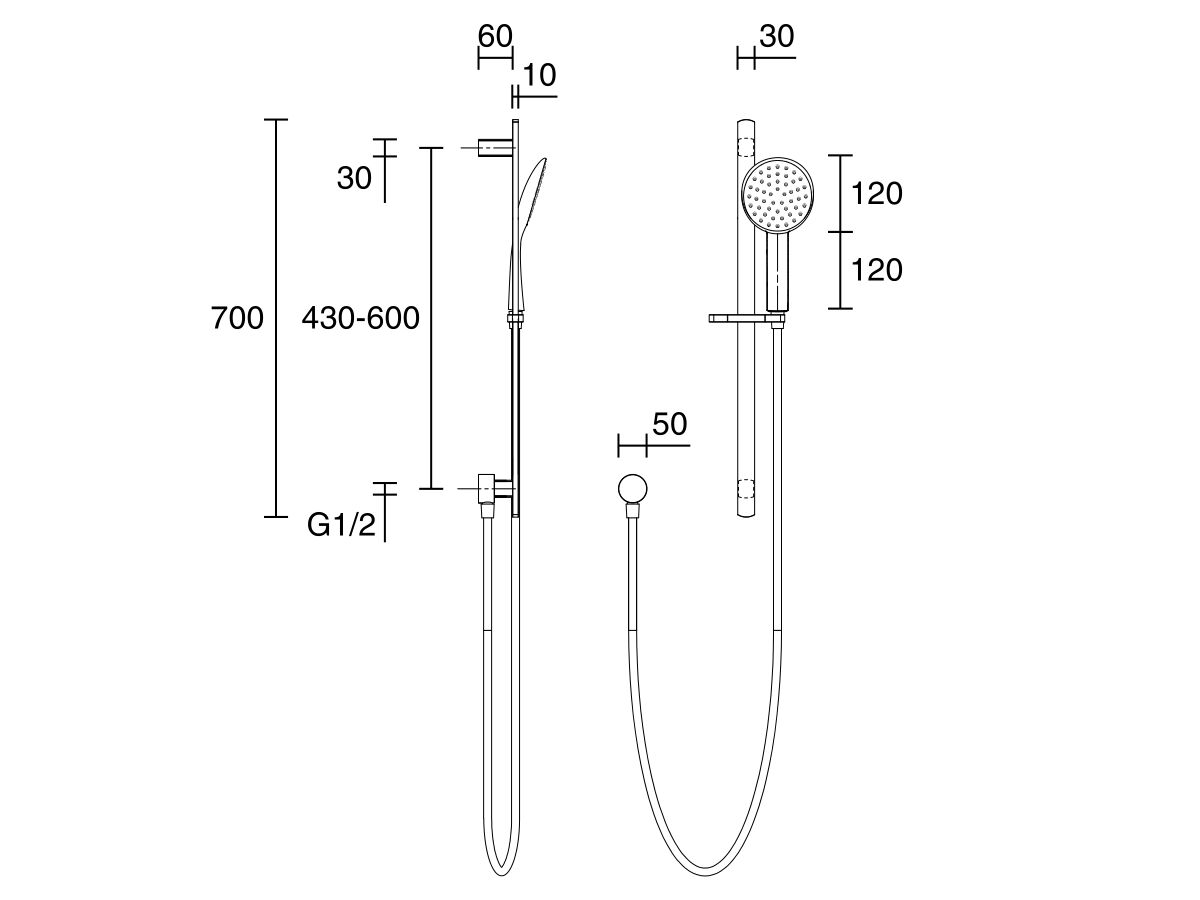 Voda Tide Deluxe 1 Function Slide Shower (3 Star)