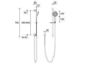 Voda Tide Deluxe 1 Function Slide Shower (3 Star)