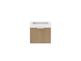 Supporting Image - Kado Lux Slim All Drawer 600mm Wall Hung Vanity with Centre Basin 90mm Top Boston Oak