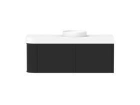 Hero - Kado Era Single Curve All Drawer 1350mm Wall Hung Vanity Centre Basin 90mm Durasein Top Matte Black