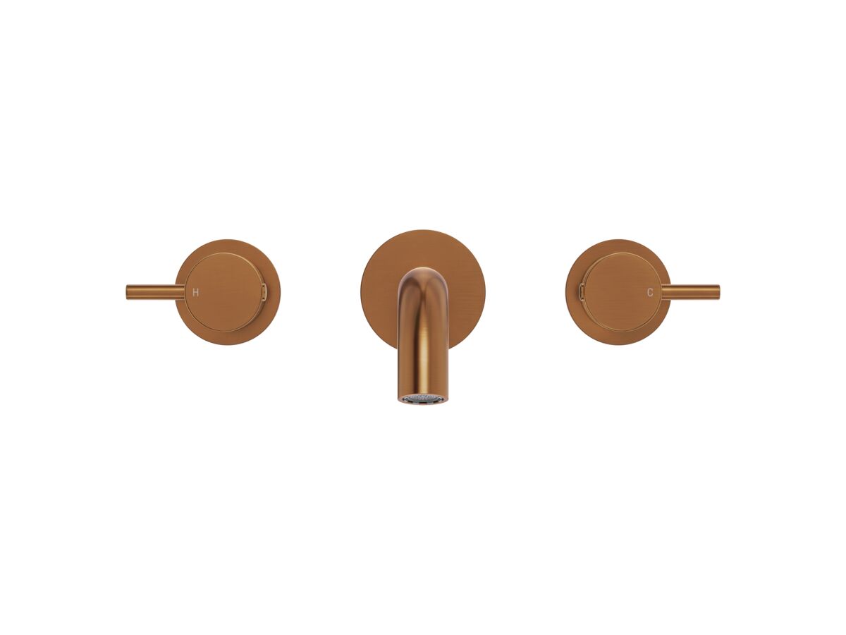 Supporting Image 2 - Mizu Drift Wall Basin / Bath Set with Curved Spout 200mm Brushed Bronze (6 Star) Lead Free - Front