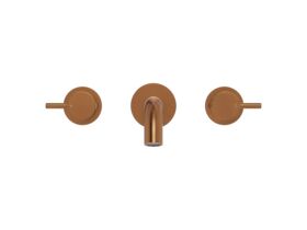Supporting Image 2 - Mizu Drift Wall Basin / Bath Set with Curved Spout 200mm Brushed Bronze (6 Star) Lead Free - Front