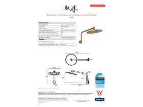 Specification Sheet - Milli Marq Edit Overhead Shower with Arm 250mm Brushed Bronze (4 Star)