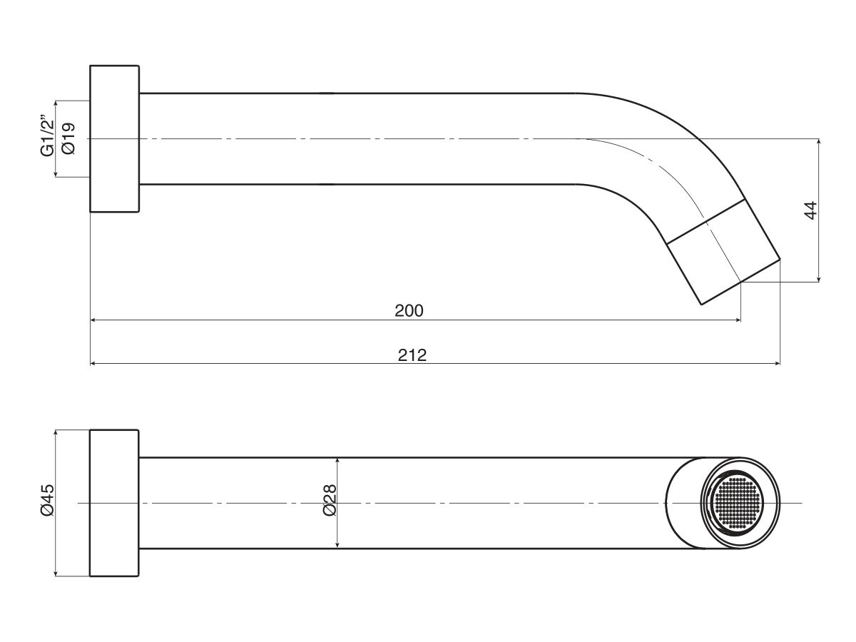 Mizu Drift Curved Wall Basin Outlet 200mm (4 Star)