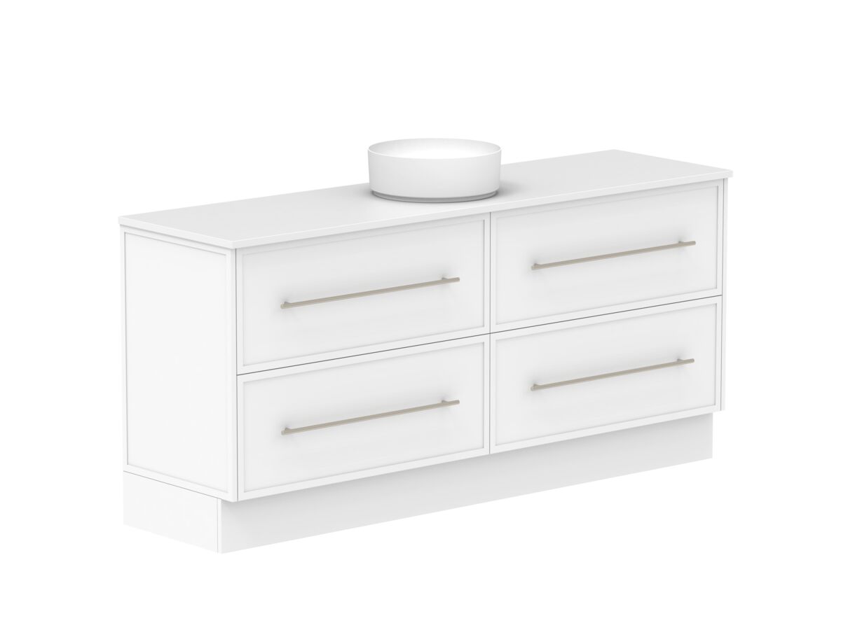 Supporting Image - Kado Lux 1800mm All Drawer Floor Mounted Vanity Unit 4 Drawers Centre Bowl Vanity 20mm Top Shaker