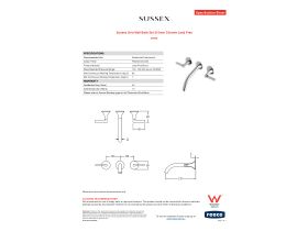 Specification Sheet - Sussex Oria Wall Bath Set 215mm Chrome Lead Free