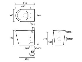 Kado Lux Back to Wall Rimless Overheight Pan