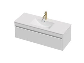 Posh Domaine Single 1200 1 Drawer Wall Hung White Console Top Matte White