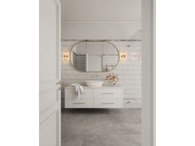 In Situ - Bathroom with LAUFEN The New Classic Basin, Milli Etch Tapware, ISSY Halo Mirror Cabinet and Kado Lux Vanity