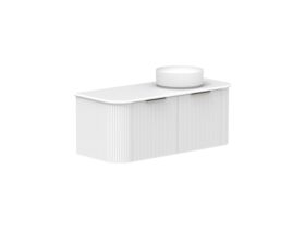 Supporting Image 2- Kado Neue Fluted Double Curve All Drawer 1200 Wall Hung Vanity with Right Hand Basin 20mm Ultra White