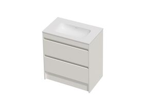 Hero - Posh Domaine Twin 750 2 Drawer Floor Standing Vanity White Console Top Matte White Mineral Cast No Taphole