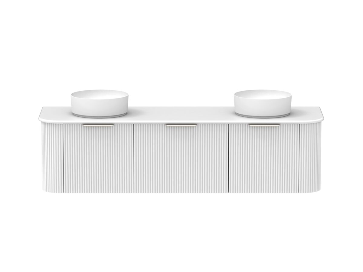 Supporting Image - Kado Neue Fluted Double Curve All Drawer 1800 Wall Hung Vanity With Double Basin 20mm Ultra White