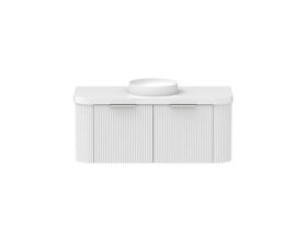 Supporting Image - Kado Neue Fluted Double Curve All Drawer 1200mm Wall Hung Vanity with Centre Basin Durasein 50mm Top Ultra White