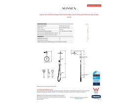Specification Sheet - Sussex Pure Twin Rail Shower with Top Rail Water Inlet PVD Brushed Platinum Gold (3 Star)