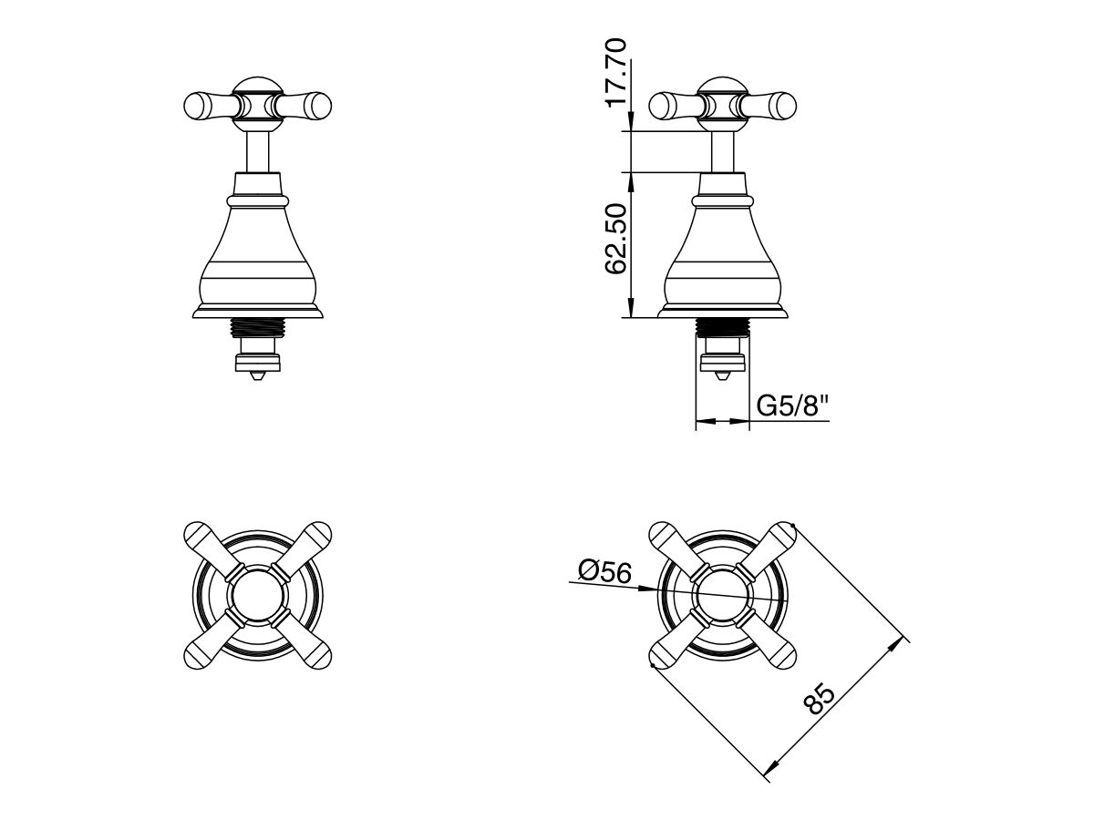 Milli Voir Wall Top Assemblies Cross Handle