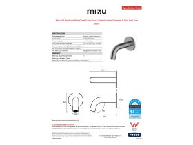 Specification Sheet - Mizu Drift Wall Basin/Bath Outlet Curve Spout 110mm Brushed Gunmetal (6 Star) Lead Free