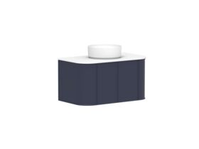 Supporting Image 2 - Kado Era Double Curve All Door 900mm Wall Hung Vanity with Centre Basin 20mm Top Royal Battle Blue