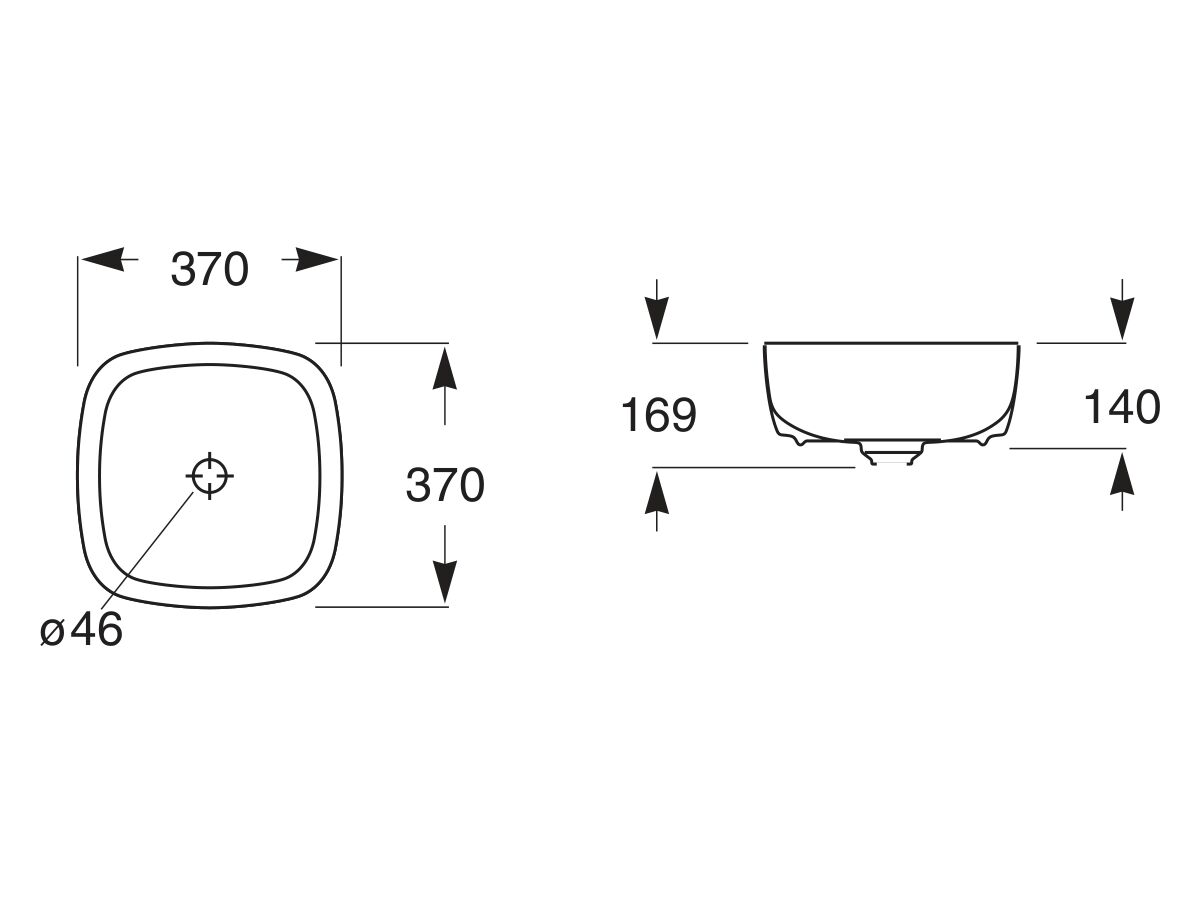 Roca Inspira Soft Square Above Counter Basin 370mm x 370mm