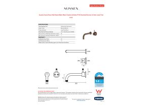Specification Sheet - Sussex Scala Nova Wall Basin/Bath Mixer System 200mm PVD Brushed Bronze (5 Star) Lead Free