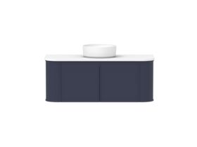 Supporting Image - Kado Era Double Curve All Door 1200mm Wall Hung Vanity with Centre Basin 20mm Top Royal Battle Blue