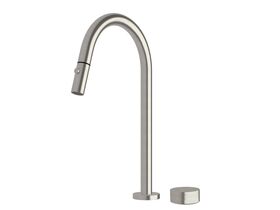 Sussex Pure Progressive Sink Mixer Tap Set with Pull Out Spray and Cirque Textured Handle PVD Brushed Nickel (4 Star)