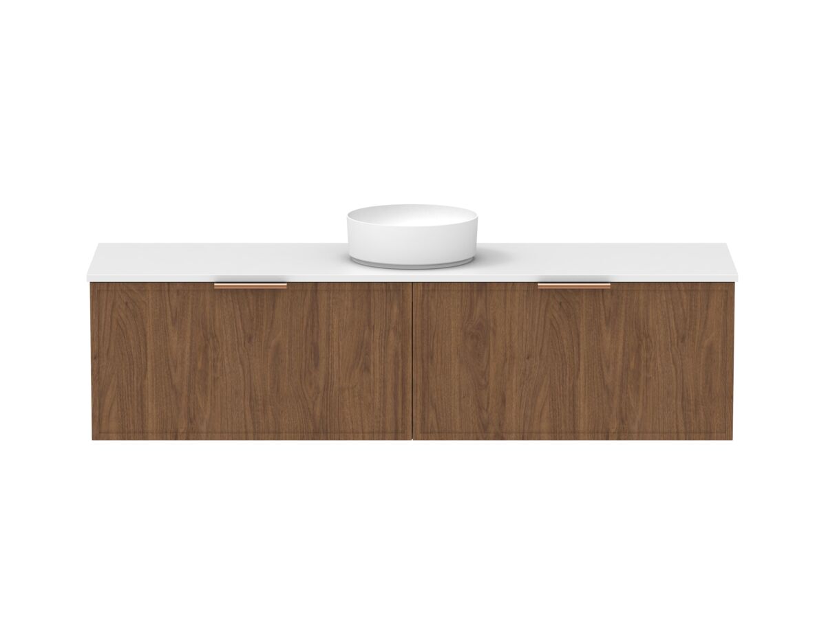 Supporting Image - Kado Lux Slim All Drawer 1800mm Wall Hung Vanity with Centre Basin 20mm Top Florentine Walnut