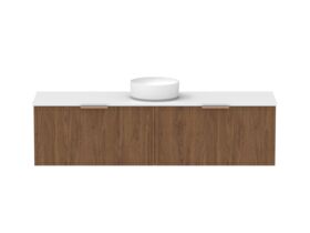Supporting Image - Kado Lux Slim All Drawer 1800mm Wall Hung Vanity with Centre Basin 20mm Top Florentine Walnut
