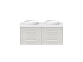Hero - Kado Lux 1200mm All Drawer Wall Hung Vanity Unit 4 Drawers Double Bowl Vanity 50mm Top