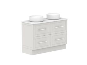 Supporting Image - Kado Lux All Drawer 1200mm Floor Mounted Vanity Double Basin 20mm - Feather Grey - Angle