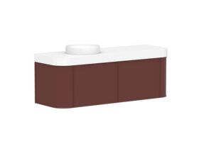 Supporting Image - Kado Era Double Curve All Drawer 1500mm Wall Hung Vanity Left Hand Basin 90mm Durasein Top Red Marble