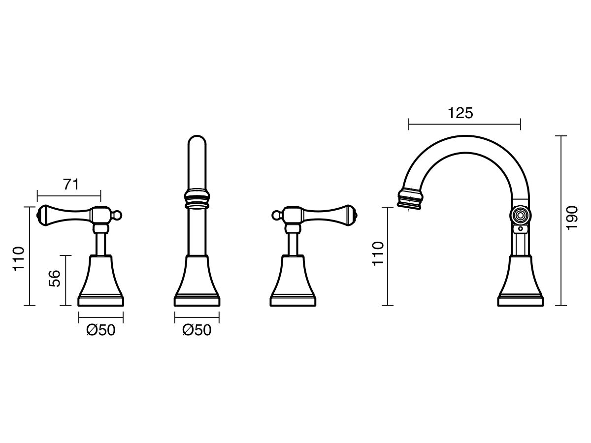 Kado Era Basin Set Fixed Lever Handle (5 Star)