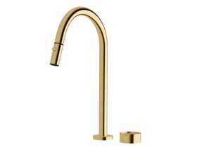 Hero - Sussex Pure Elemental Progressive Sink Mixer Set Pull Out Spray PVD Brushed Gold (4 Star) Lead Free