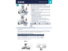 Specification Sheet - Arco Giro Twin Mini Stop Valve 15mm x 15mm x 15mm Lead Free