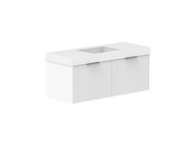 Supporting Image 2- Kado Neue Fluted Square All Drawer 1200mm Wall Hung Vanity with Centre Basin 90mm Top Ultra White
