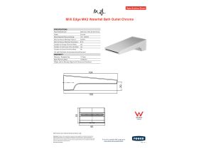 Specification Sheet - Milli Edge MK2 Waterfall Bath Outlet Chrome
