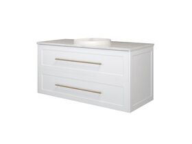Supporting Image - Kado Lux All Drawer 1200mm Wall Hung Vanity Centre Basin 20mm - White - Angle