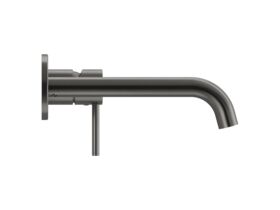 Supporting Image - Mizu Drift Wall Basin / Bath Mixer Set with Curved Spout Kit Brushed Gunmetal (6 Star) Lead Free - Side