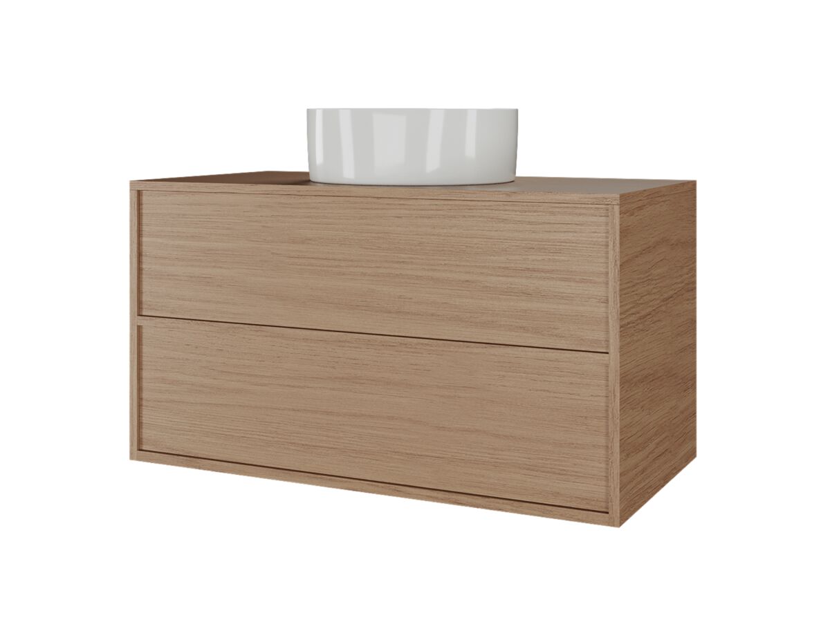 Supporting Image - Kado Aspect 900mm Wall Hung Vanity Unit Timber Top - Boston Oak