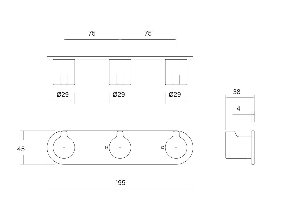 Technical Drawing - Faucet Strommen Vara Fin Wall Top Assembly with Diverter Lead Free