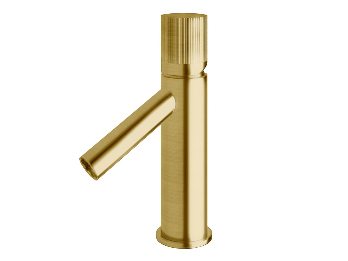 Sussex Pure Basin Mixer Tap with Linear Textured Handle PVD Brushed Gold (6 Star)